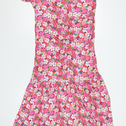 Oasis Womens Pink Floral Fit & Flare Knee Length Dress L
