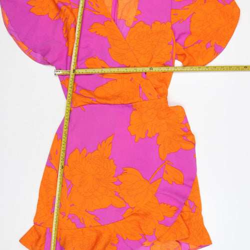 AX Paris Women’s Multicoloured Floral Wrap Dress Size 8 Short Sleeve