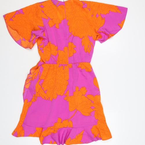 AX Paris Women’s Multicoloured Floral Wrap Dress Size 8 Short Sleeve