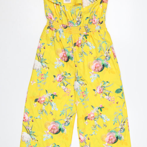Lipsy Girls Yellow Floral Bardot Frill Playsuit 12 Years
