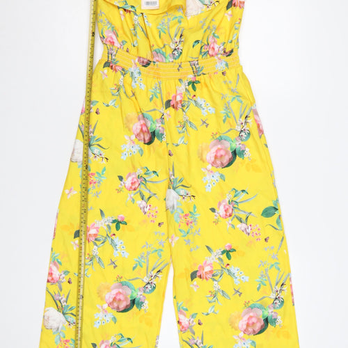 Lipsy Girls Yellow Floral Bardot Frill Playsuit 12 Years