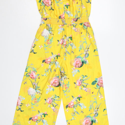 Lipsy Girls Yellow Floral Bardot Frill Playsuit 12 Years