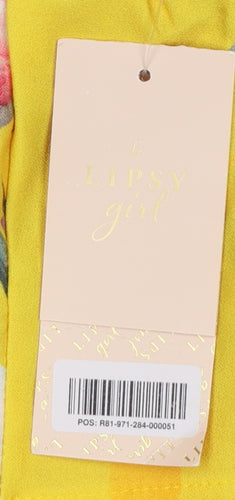 Lipsy Girls Yellow Floral Bardot Frill Playsuit 12 Years