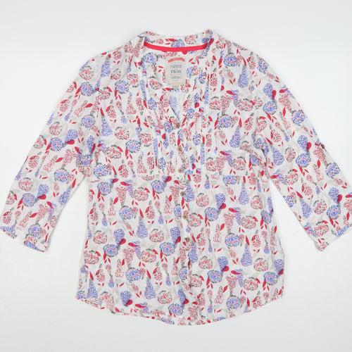 Mantaray Women’s Multicoloured Floral Cotton Tunic Blouse Size 12