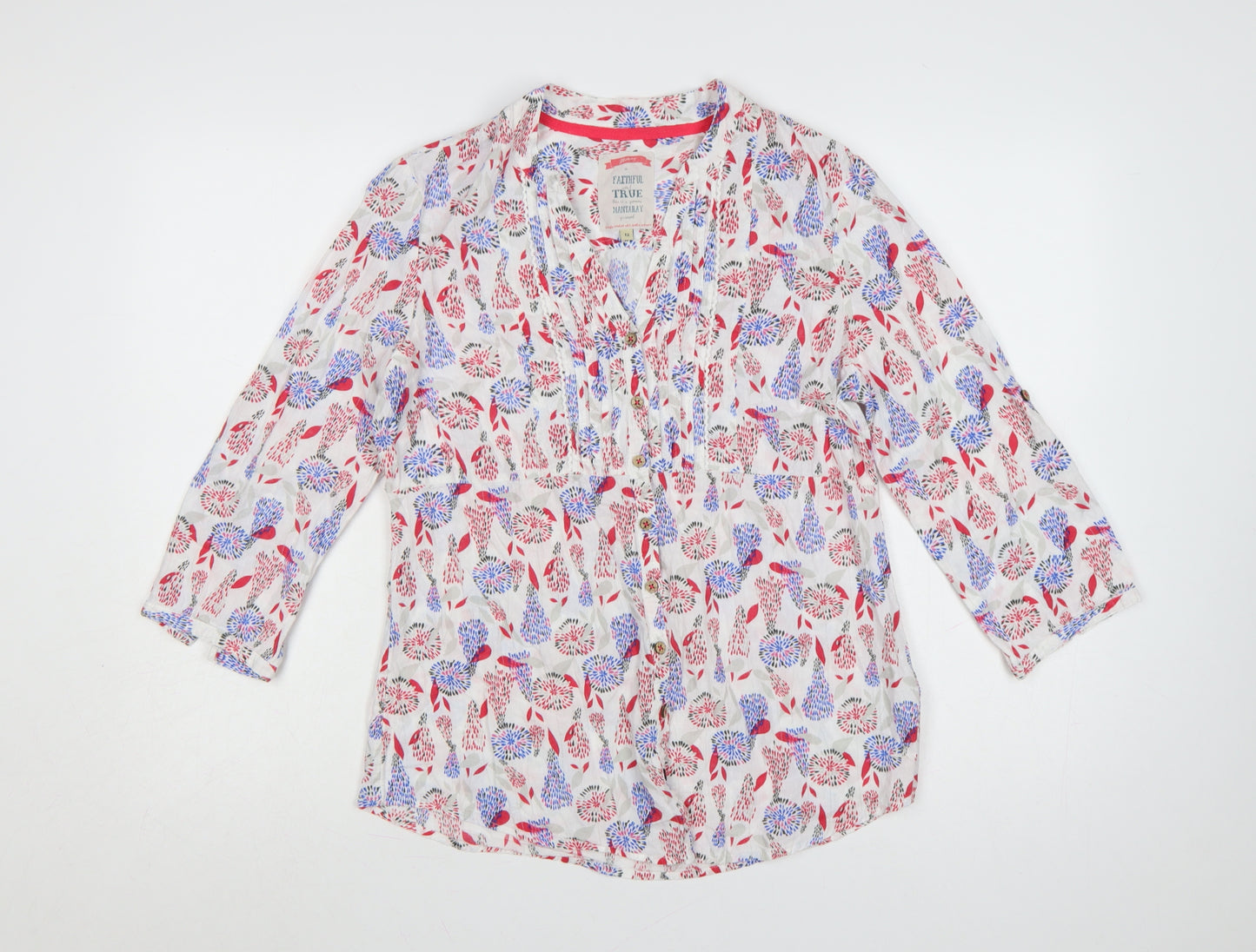 Mantaray Women’s Multicoloured Floral Cotton Tunic Blouse Size 12