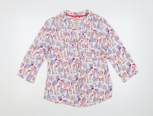 Mantaray Women’s Multicoloured Floral Cotton Tunic Blouse Size 12