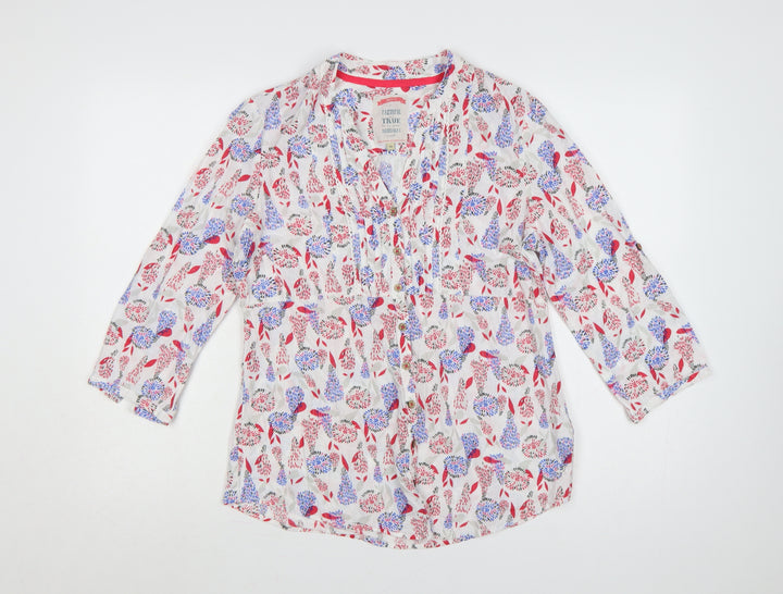 Mantaray Women’s Multicoloured Floral Cotton Tunic Blouse Size 12
