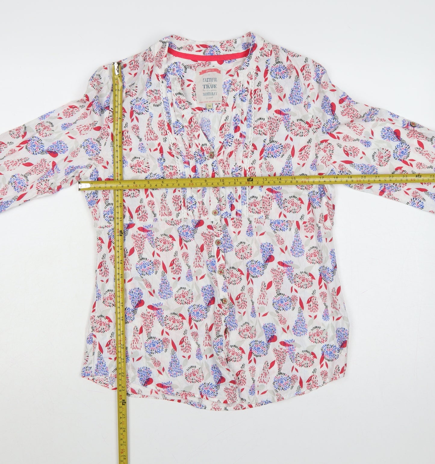 Mantaray Women’s Multicoloured Floral Cotton Tunic Blouse Size 12