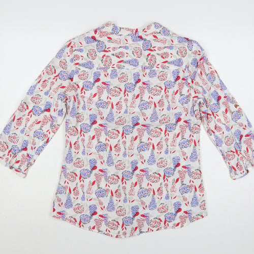 Mantaray Women’s Multicoloured Floral Cotton Tunic Blouse Size 12
