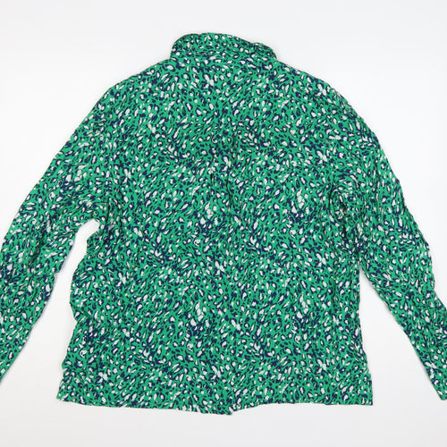 Whistles Women Green Animal Print Long Sleeve Button-Up Shirt Size 14