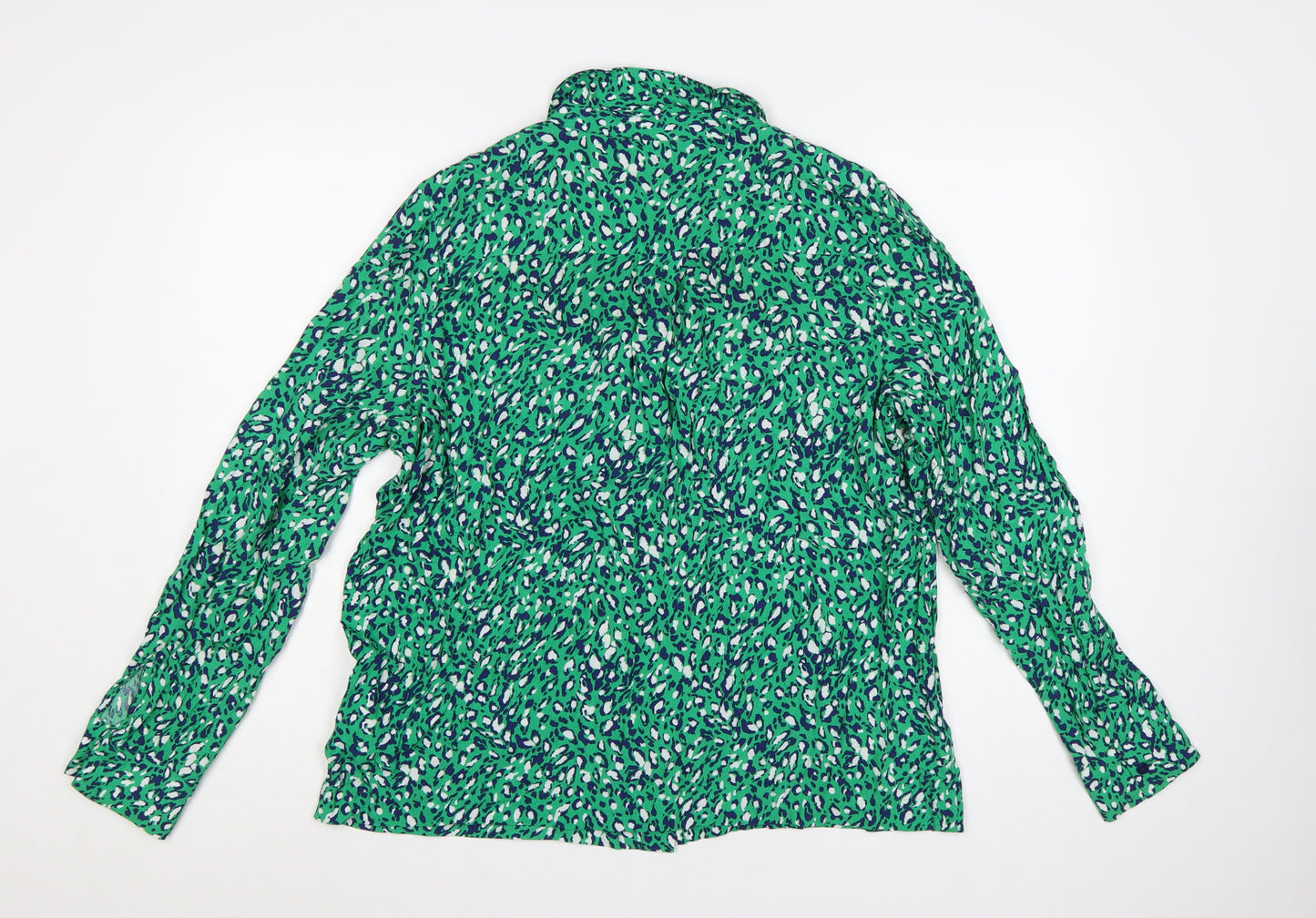 Whistles Women Green Animal Print Long Sleeve Button-Up Shirt Size 14