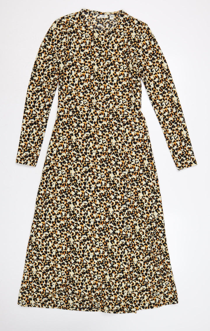 River Island Women’s Multicoloured Leopard Print Midi A-Line Dress Size 8