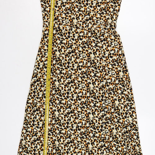 River Island Women’s Multicoloured Leopard Print Midi A-Line Dress Size 8