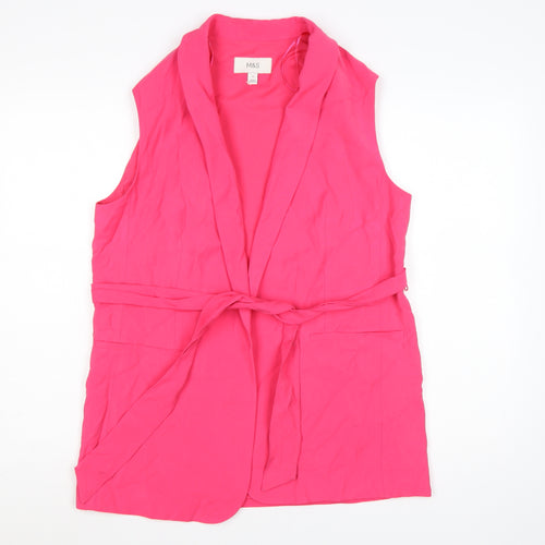 Marks and Spencer Women Pink Sleeveless Belted Suit Waistcoat Size 12