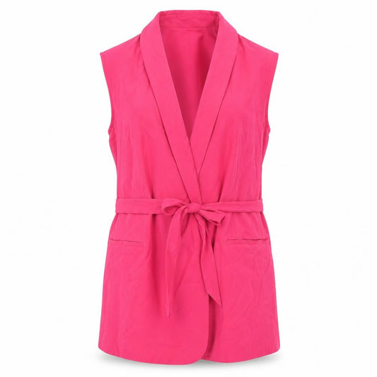 Marks and Spencer Women Pink Sleeveless Belted Suit Waistcoat Size 12