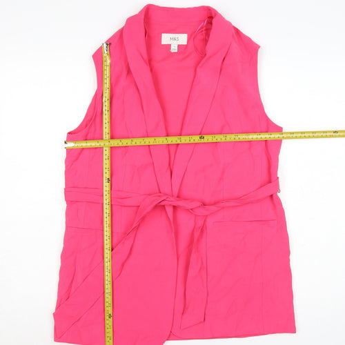 Marks and Spencer Women Pink Sleeveless Belted Suit Waistcoat Size 12