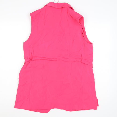 Marks and Spencer Women Pink Sleeveless Belted Suit Waistcoat Size 12