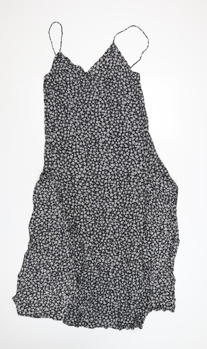 Motel Women's Black Floral Midi Slip Dress Size M