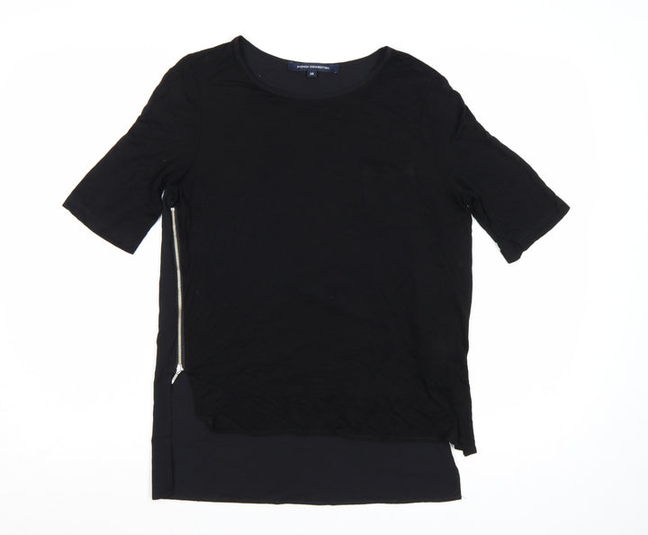 French Connection Women's Black XS Basic Zip T-Shirt