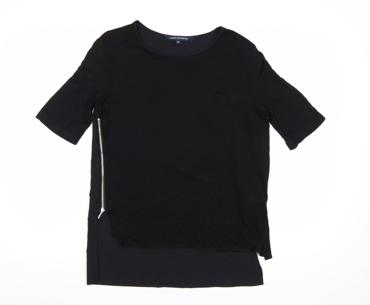 French Connection Women's Black XS Basic Zip T-Shirt