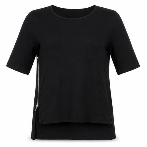 French Connection Women's Black XS Basic Zip T-Shirt