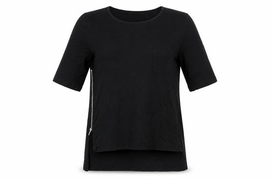 Front view of French Connection Women's Black XS Basic Zip T-Shirt