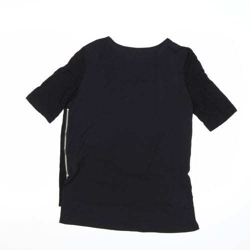 French Connection Women's Black XS Basic Zip T-Shirt