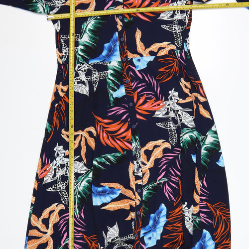 Maraislise Women's Multicoloured Tropical Midi Shirt Dress Size 10