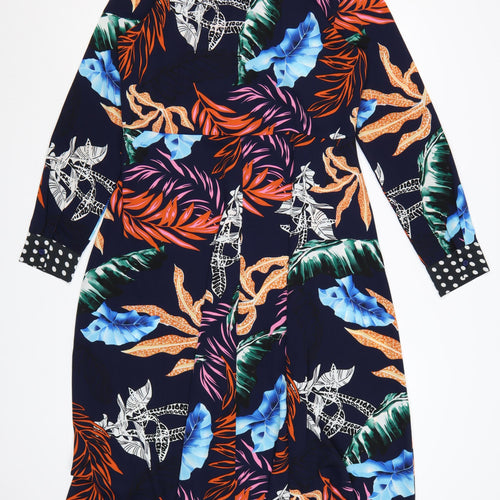 Maraislise Women's Multicoloured Tropical Midi Shirt Dress Size 10