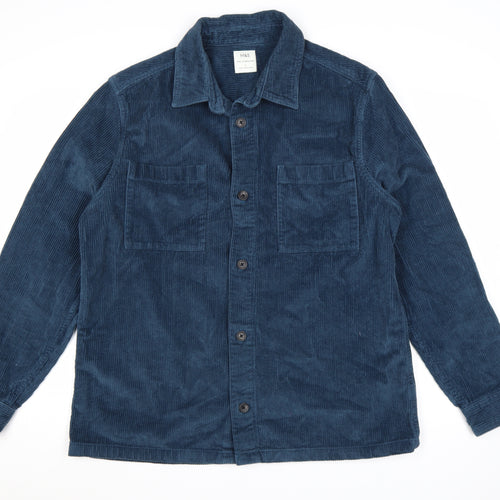 Marks and Spencer Men's Blue Corduroy Overshirt L Long Sleeve Button-Up