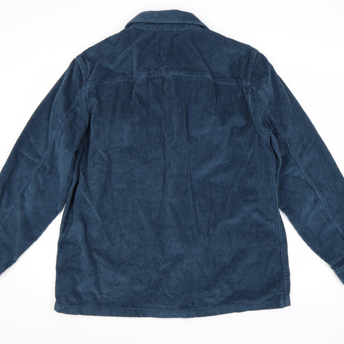 Marks and Spencer Men's Blue Corduroy Overshirt L Long Sleeve Button-Up