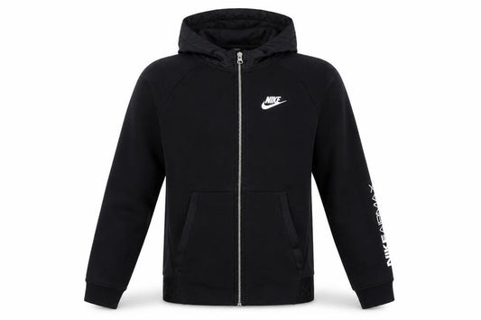 Nike Boys Black Full Zip Hoodie Air Max Logo 12-13 Years Lined Cotton Blend