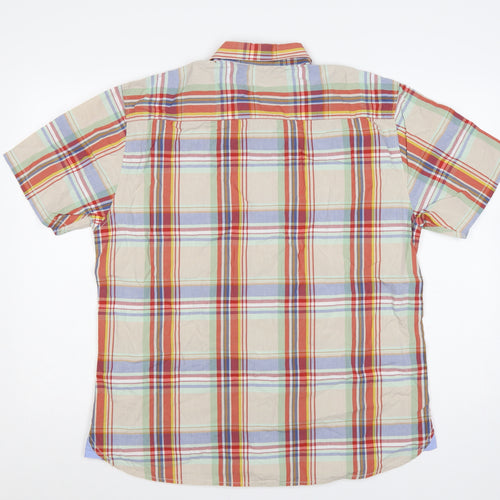 Dunnes Men's Multicoloured Plaid Classic Fit Cotton Short Sleeve Shirt L