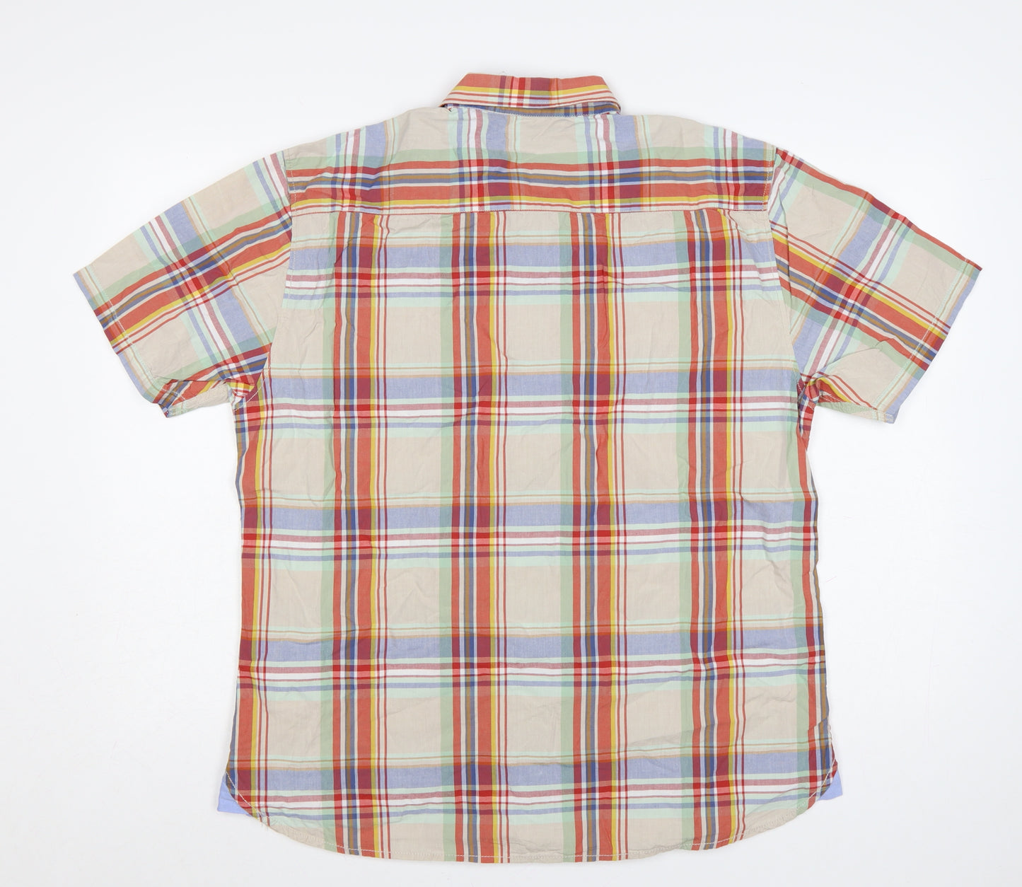 Dunnes Men's Multicoloured Plaid Classic Fit Cotton Short Sleeve Shirt L