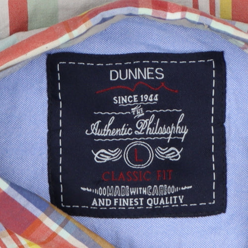 Dunnes Men's Multicoloured Plaid Classic Fit Cotton Short Sleeve Shirt L