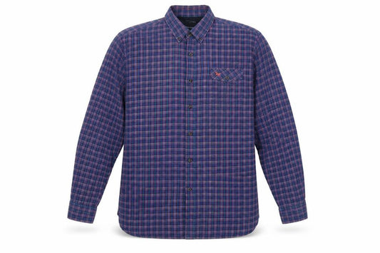 Front view of J. Hamptons and Sons Men's Blue Checked Cotton Button-Up Shirt XL