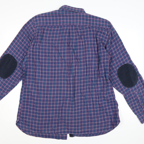 J. Hamptons and Sons Men's Blue Checked Cotton Button-Up Shirt XL