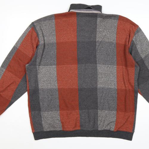 ATWARDSON Men's Grey Check Henley Jumper L Cotton Blend