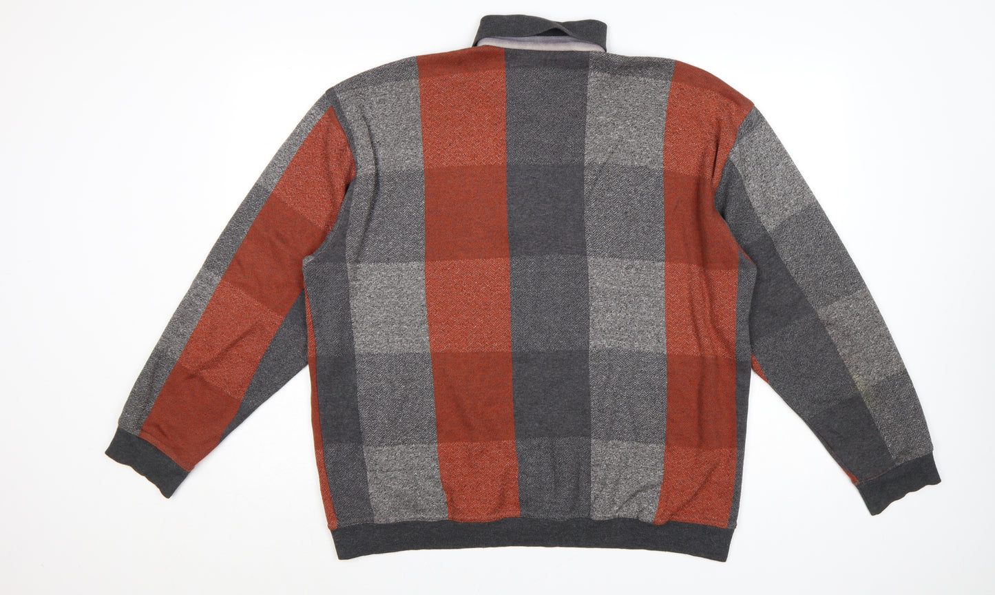 ATWARDSON Men's Grey Check Henley Jumper L Cotton Blend
