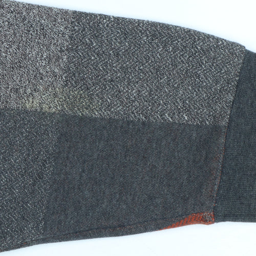 ATWARDSON Men's Grey Check Henley Jumper L Cotton Blend