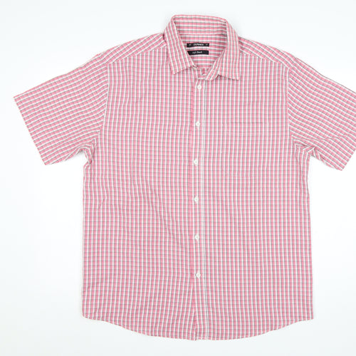 Dunnes Men’s Pink Check Short Sleeve Button-Up Shirt Size L