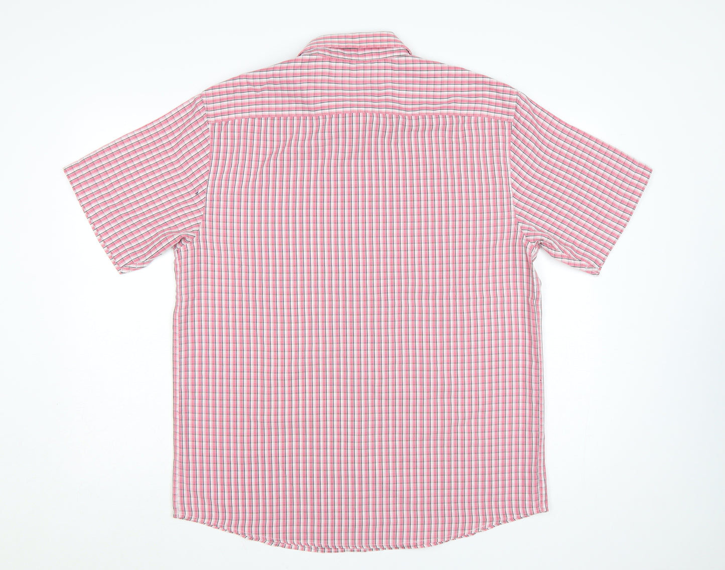 Dunnes Men’s Pink Check Short Sleeve Button-Up Shirt Size L