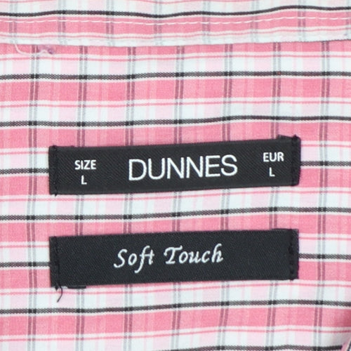 Dunnes Men’s Pink Check Short Sleeve Button-Up Shirt Size L