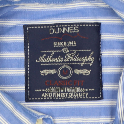 Dunnes Men's Blue Classic Fit Striped Short Sleeve Cotton Shirt M