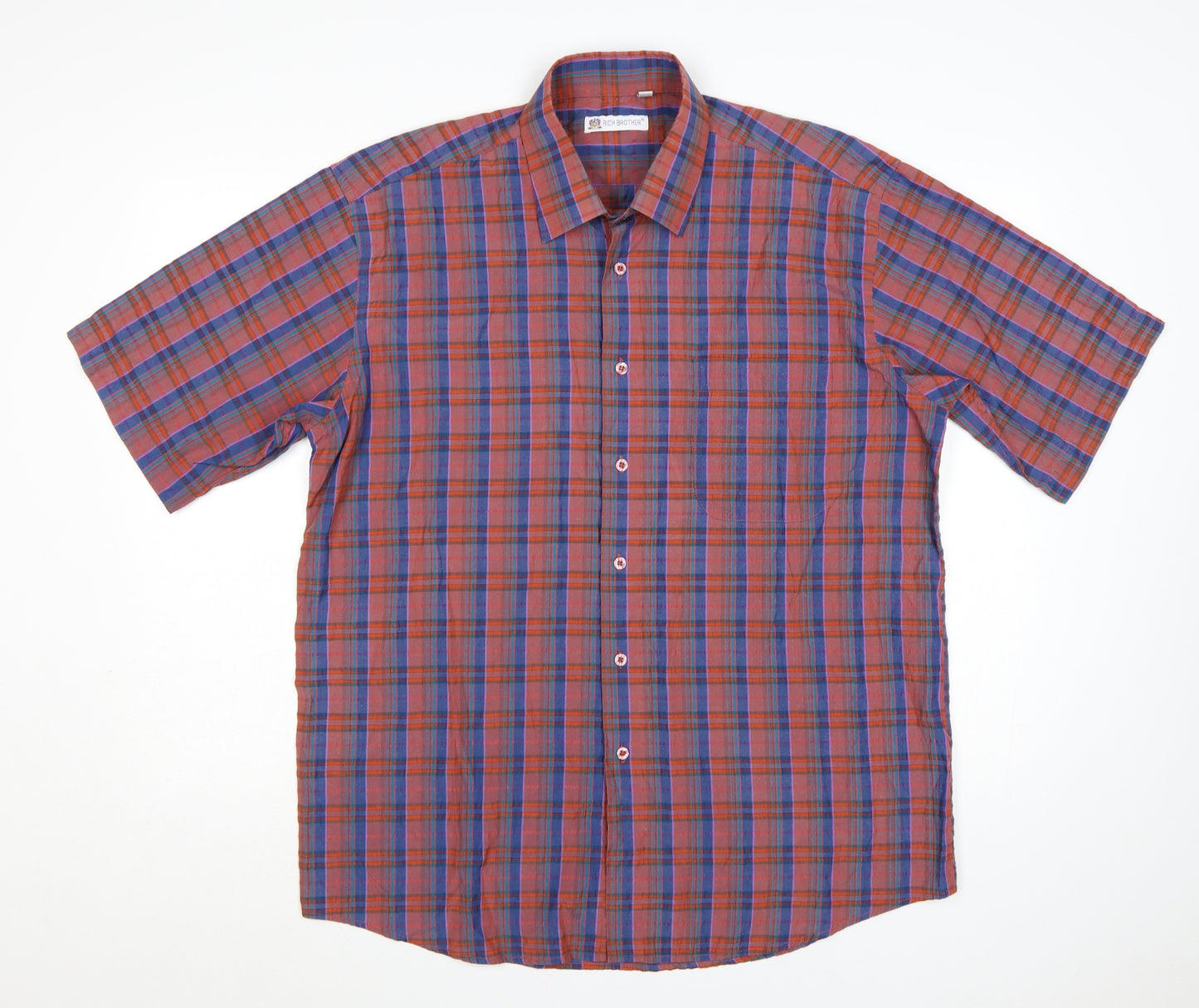 Rich Brother Men's Multicoloured Check Short Sleeve Cotton Shirt 17/43 Regular
