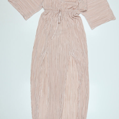 In The Style Women’s Beige Pleated Maxi Dress Size 8