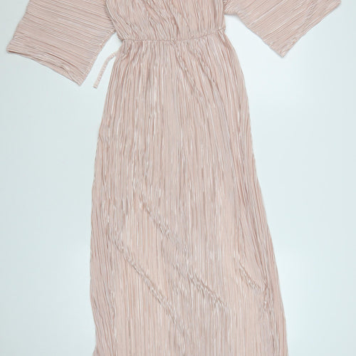 In The Style Women’s Beige Pleated Maxi Dress Size 8