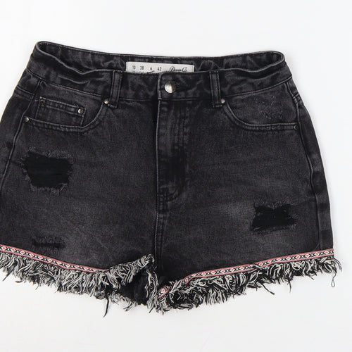 Denim Co. Womens Black Size 10 Cut-Off Distressed Denim Shorts