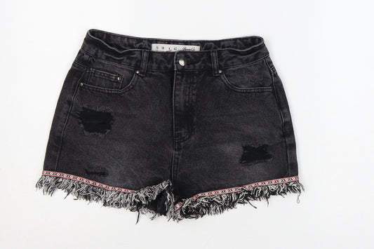 Denim Co. Womens Black Size 10 Cut-Off Distressed Denim Shorts