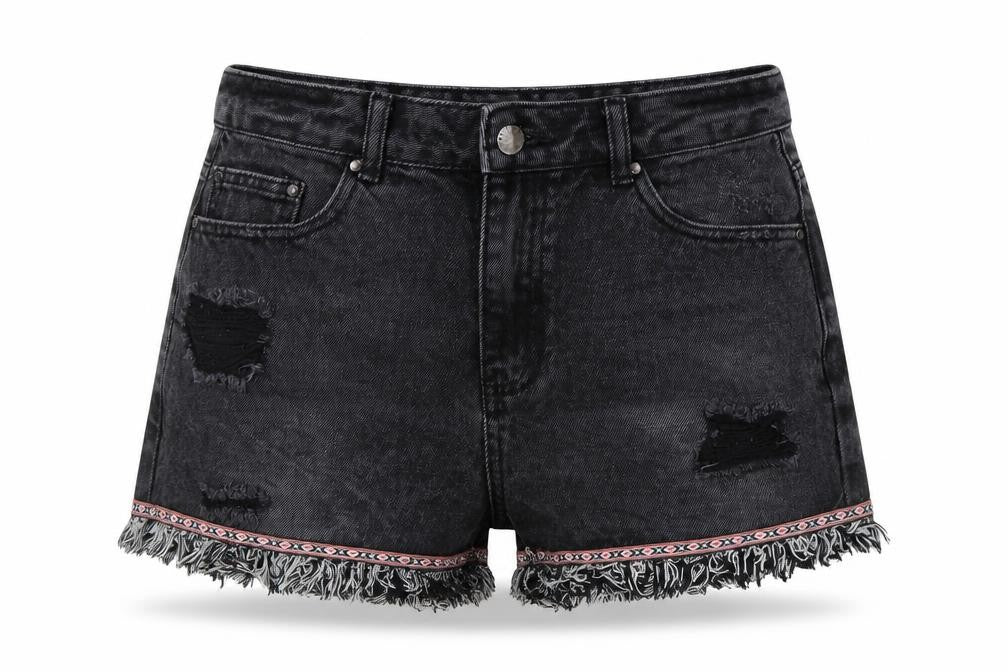 Denim Co. Womens Black Size 10 Cut-Off Distressed Denim Shorts